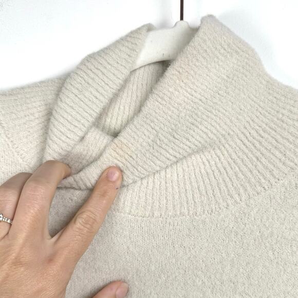 Aritzia Wilfred Free White Hush Knit Imported Italian Fabric Mock Neck Sweater - Picture 3 of 12